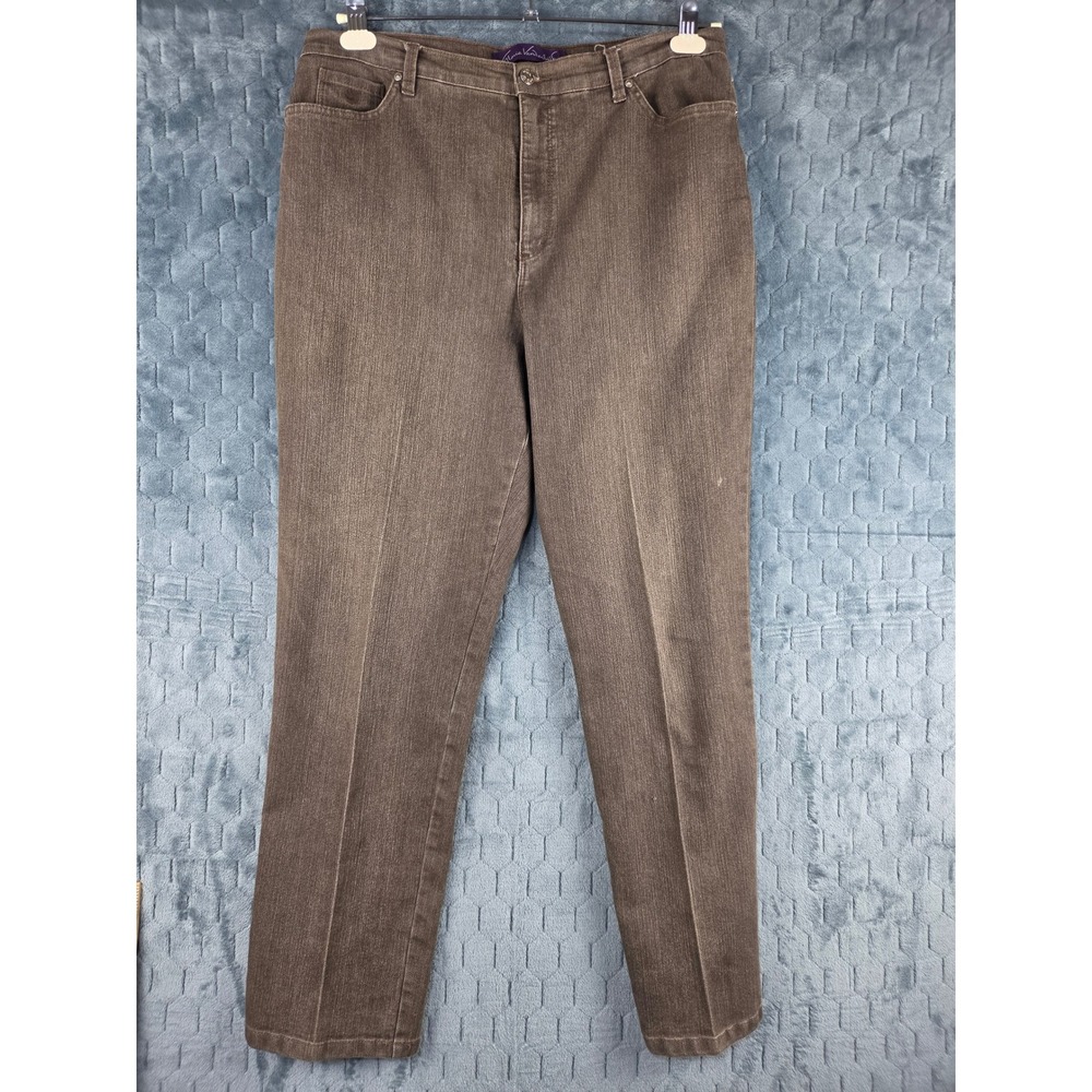 Gloria Vanderbilt Amanda High Rise Straight Leg Brown Jeans Womens Size 18 Missy - Picture 2 of 11